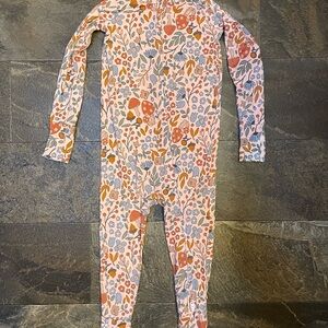 Pink and Orange Floral Bamboo Footies with Enclosed Feet